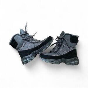 Skechers d’lites winter boots gray and black